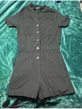 Haute Monde Black Short-Sleeve Jumpsuit